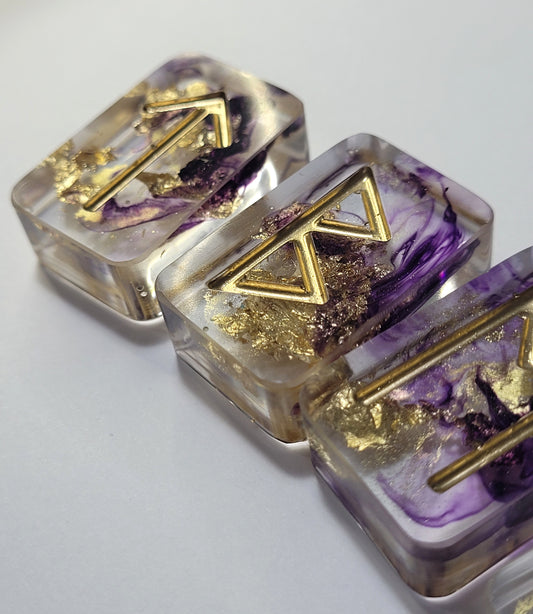 25 Customisable Smokey Elder Futhark Runes With Gold Foil - The Cerulean Wolf