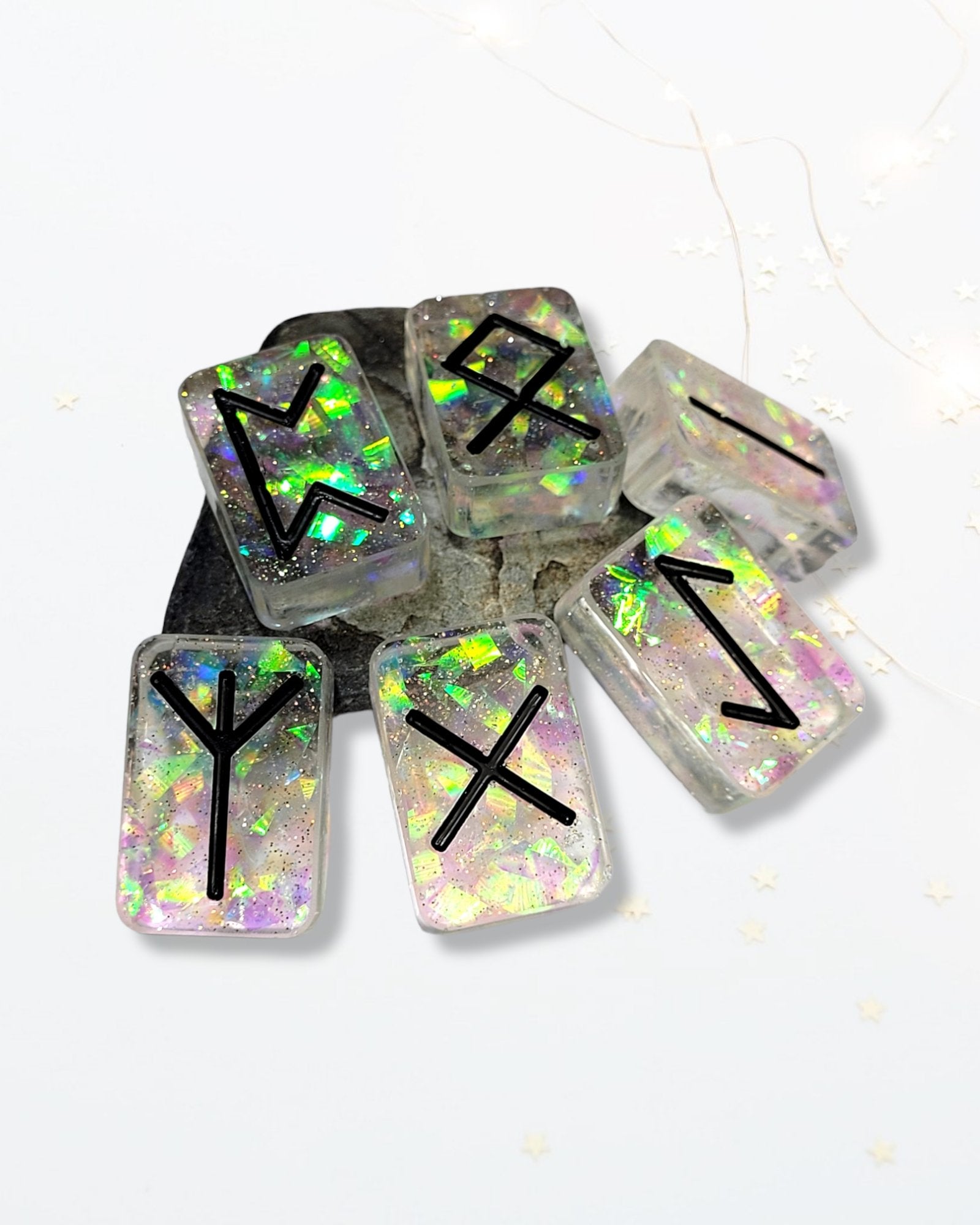 25 Holographic and Black Elder Futhark Runes – The Cerulean Wolf