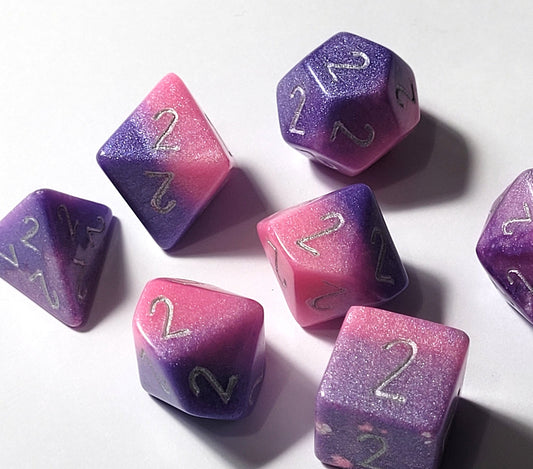 7 Custom Numbers & Colours Dice Set - The Cerulean Wolf
