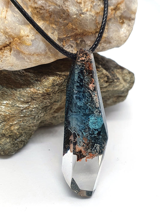Black Brown and Blue Necklace - The Cerulean Wolf