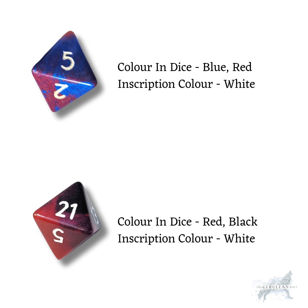 Custom Numbers & Colours D8 Dice - The Cerulean Wolf