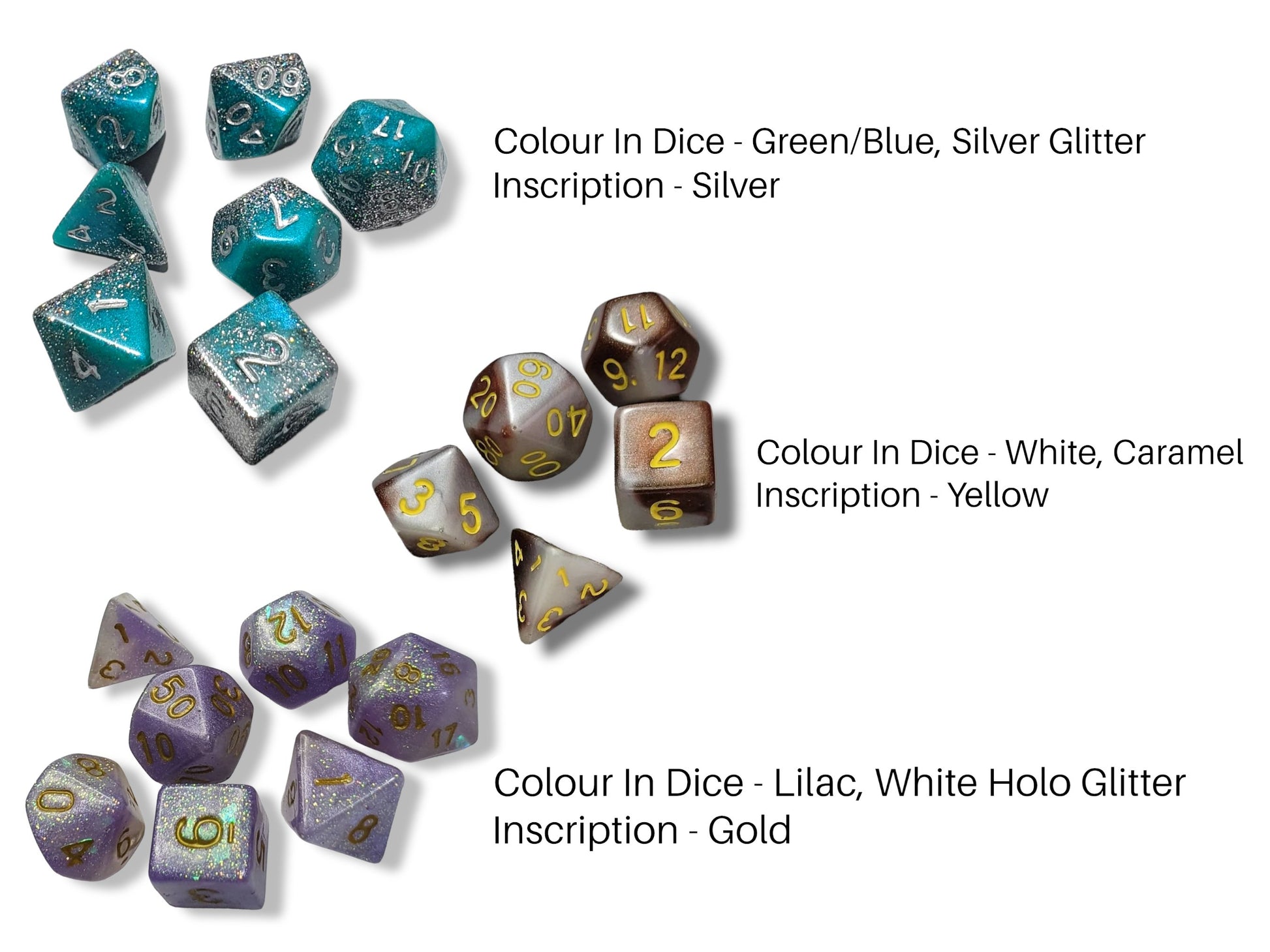 Customisable DND Set of 7 Dice - The Cerulean Wolf