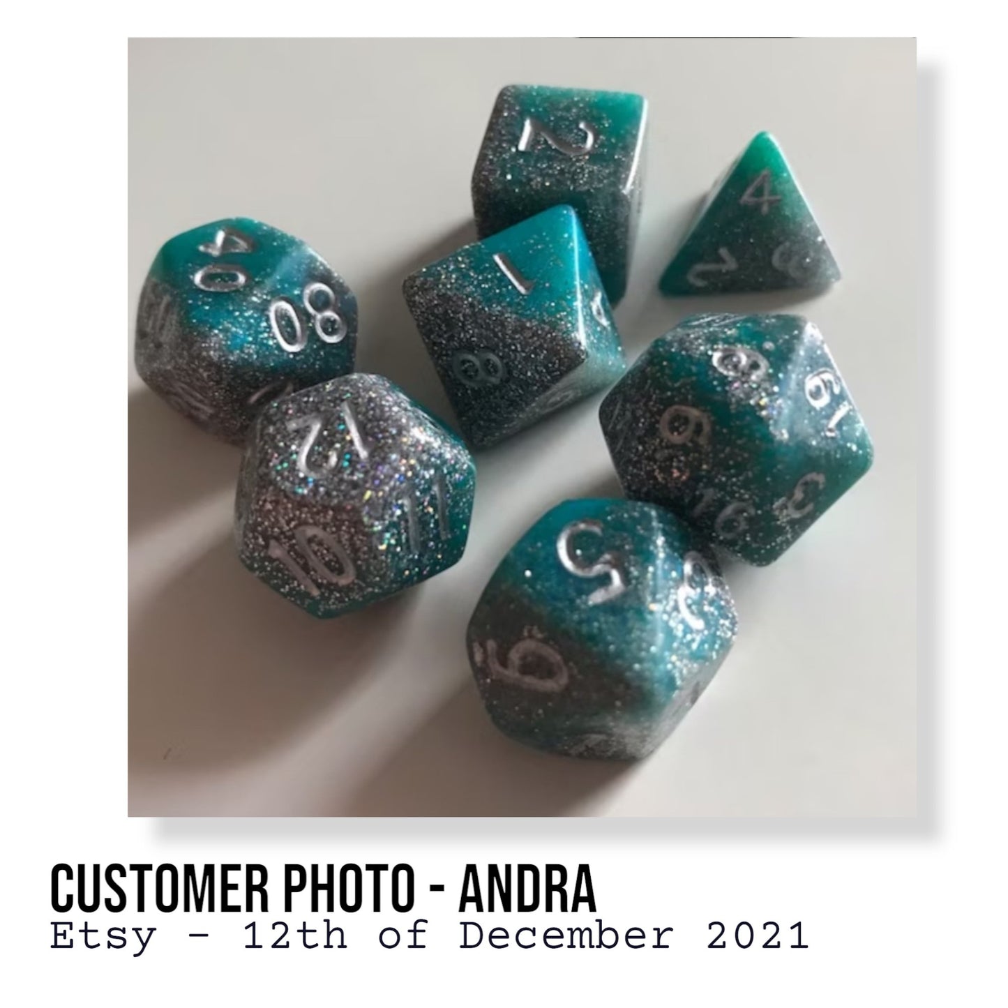 Customisable DND Set of 7 Dice - The Cerulean Wolf