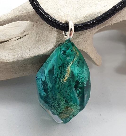 Green and Gold Gem Necklace - The Cerulean Wolf