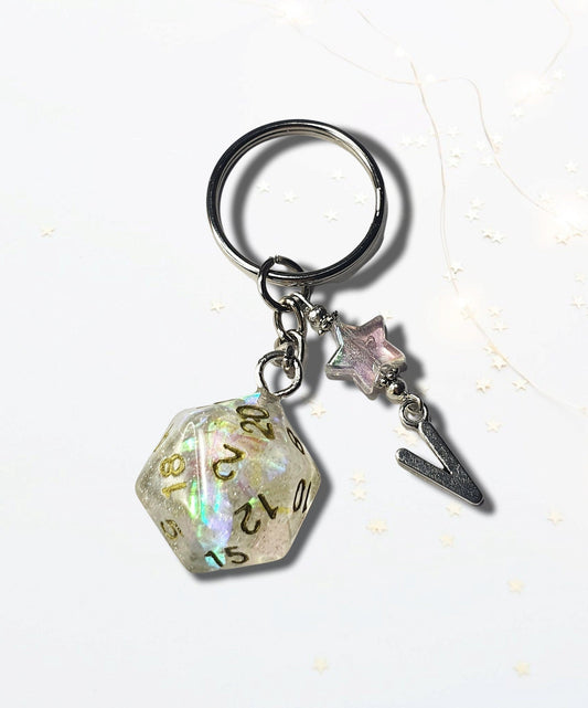 Holographic Dice Keyring - The Cerulean Wolf