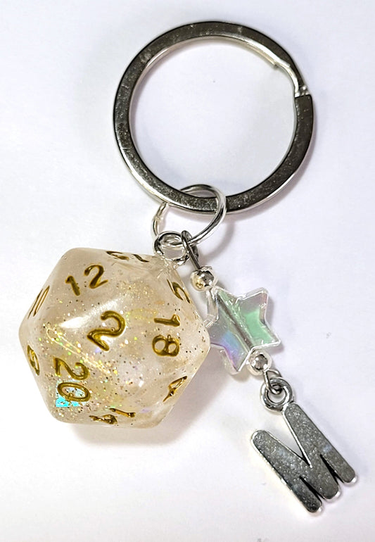Holographic Dice Keyring - The Cerulean Wolf
