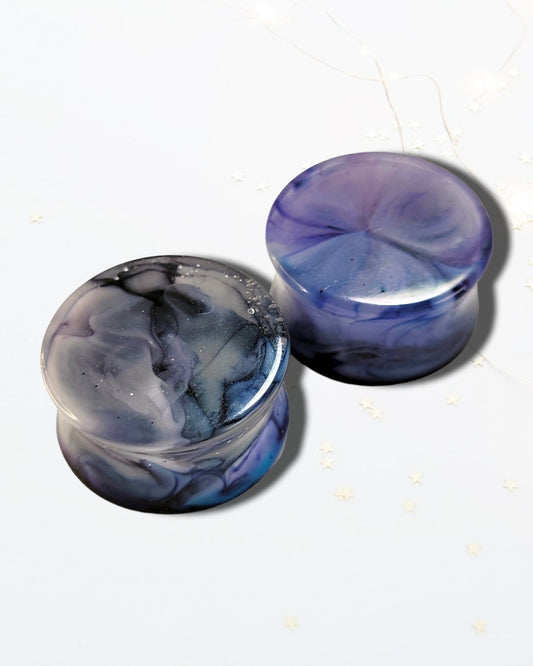 Midnight Mist Double Flared Plugs - The Cerulean Wolf