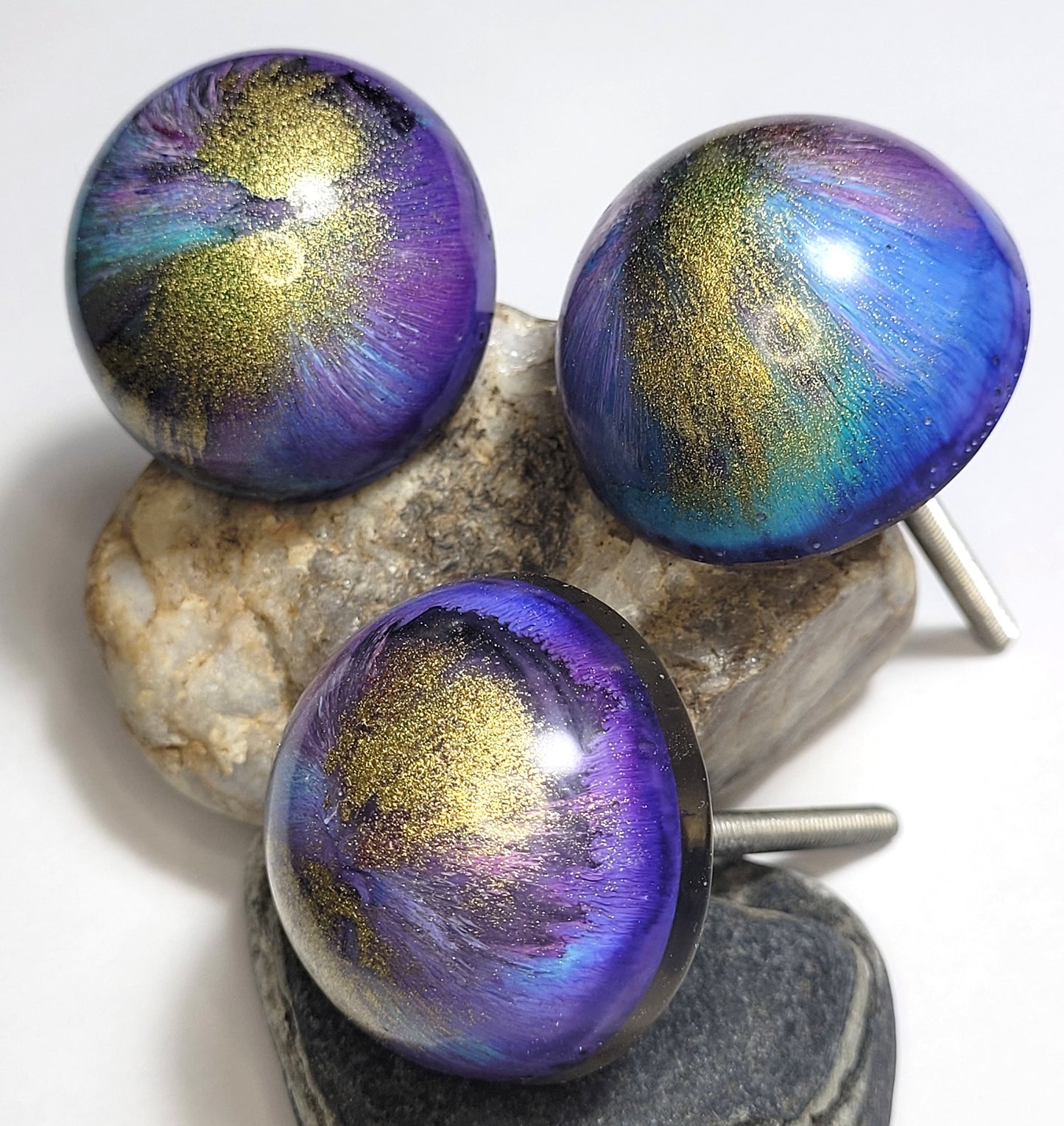 Purple Gold and Blue Cabinet Door Handles/Knobs - The Cerulean Wolf