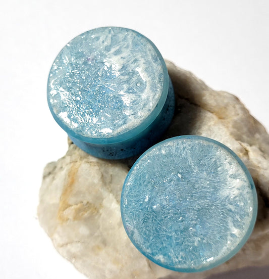 Winter Frost Double Flared Plugs - The Cerulean Wolf